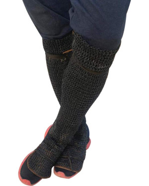 6 MM Back Slit Half Chain Mail Legging Flat Riveted and Solid Ring